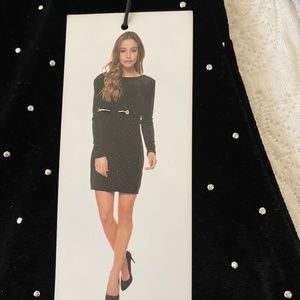 Dec Bodycon Velvet Dress with Gold Studs